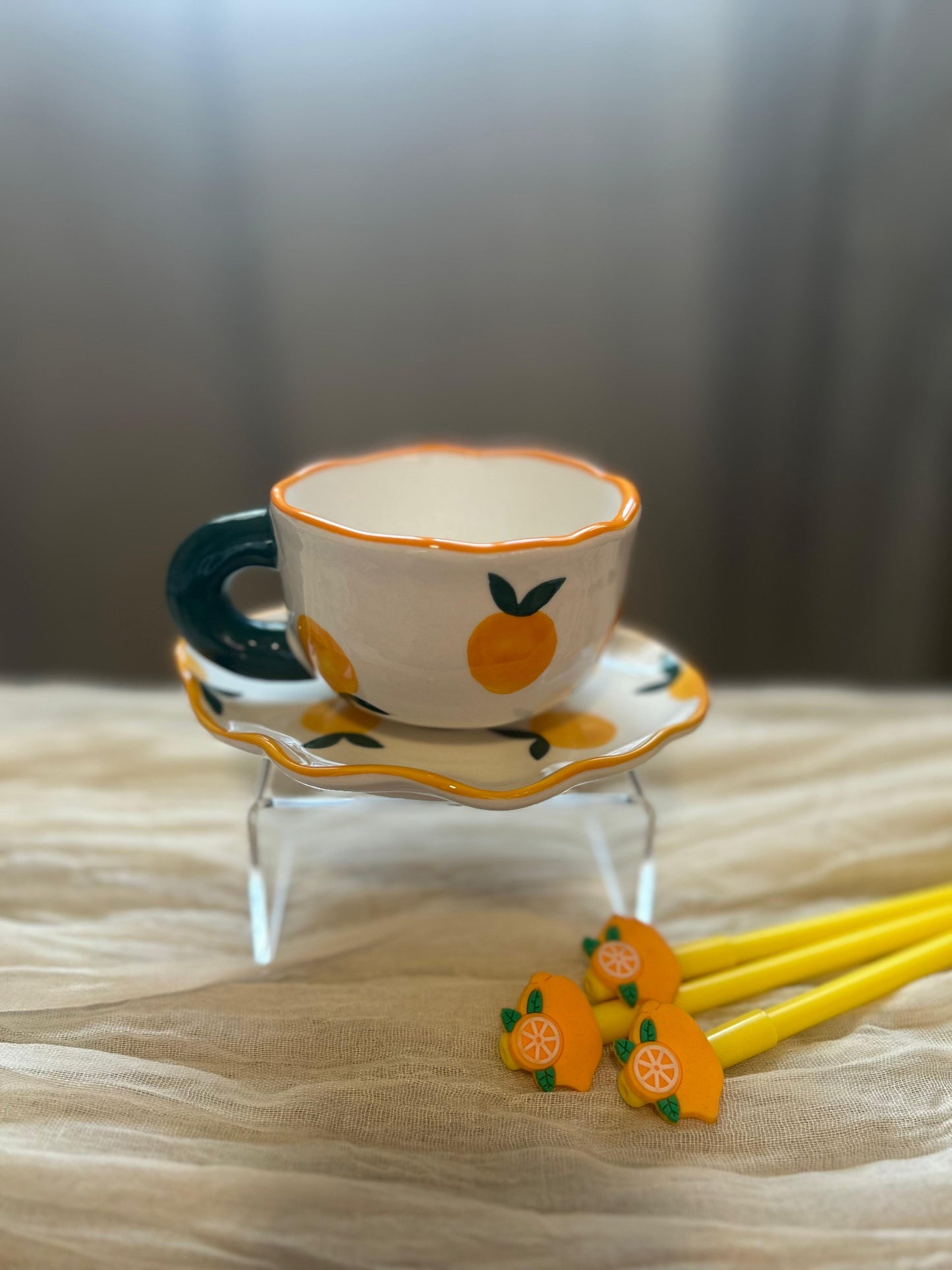 Colorful Cup with Saucer
