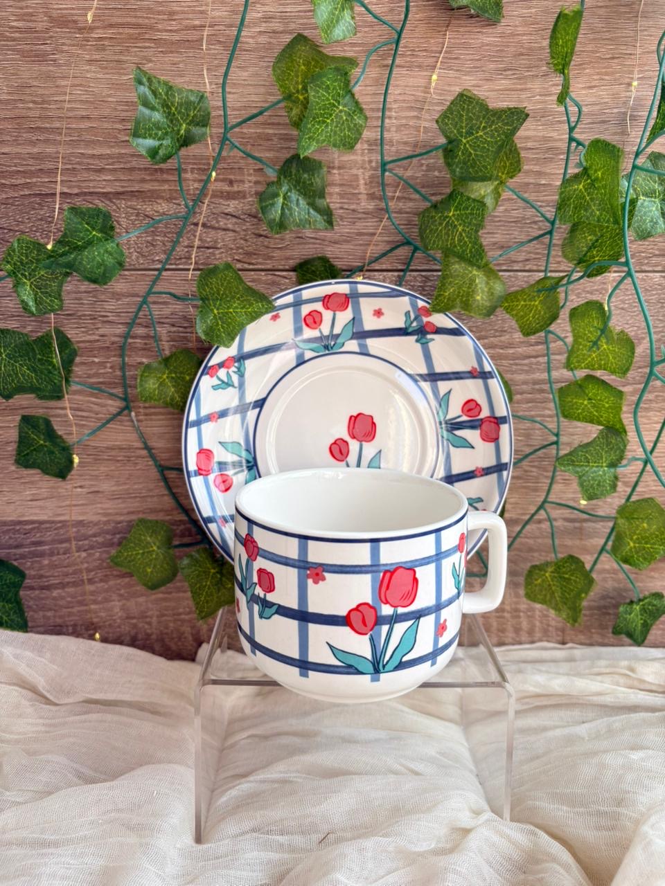 Floral Mug with Saucer