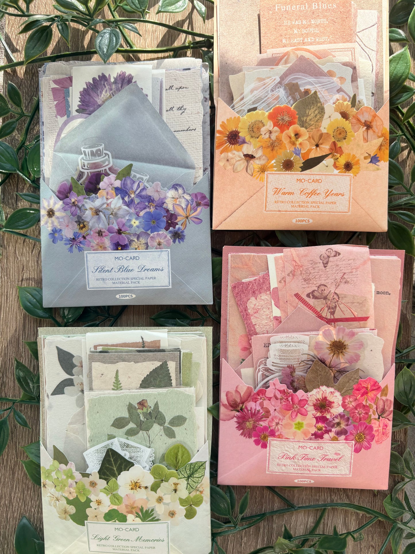 100 pieces collection of material paper and stickers