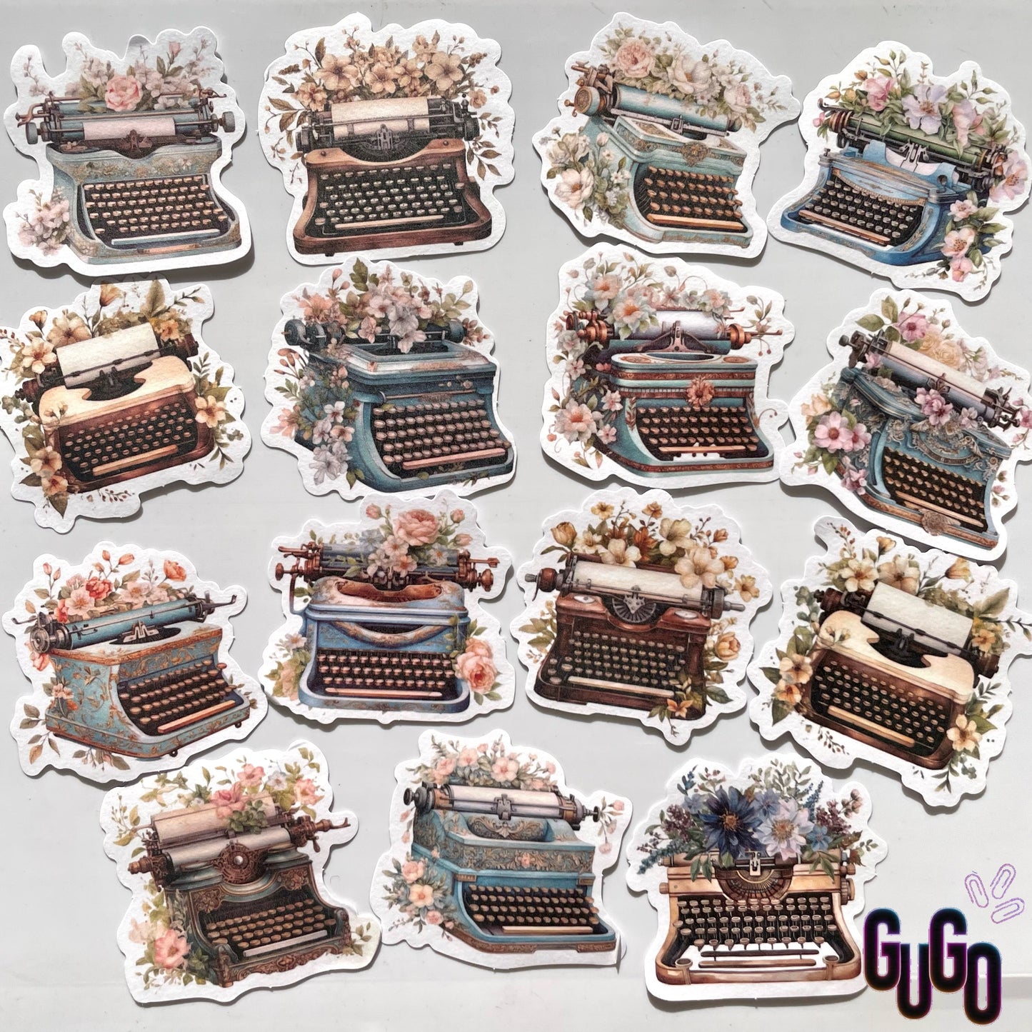 Books and flowers stickers