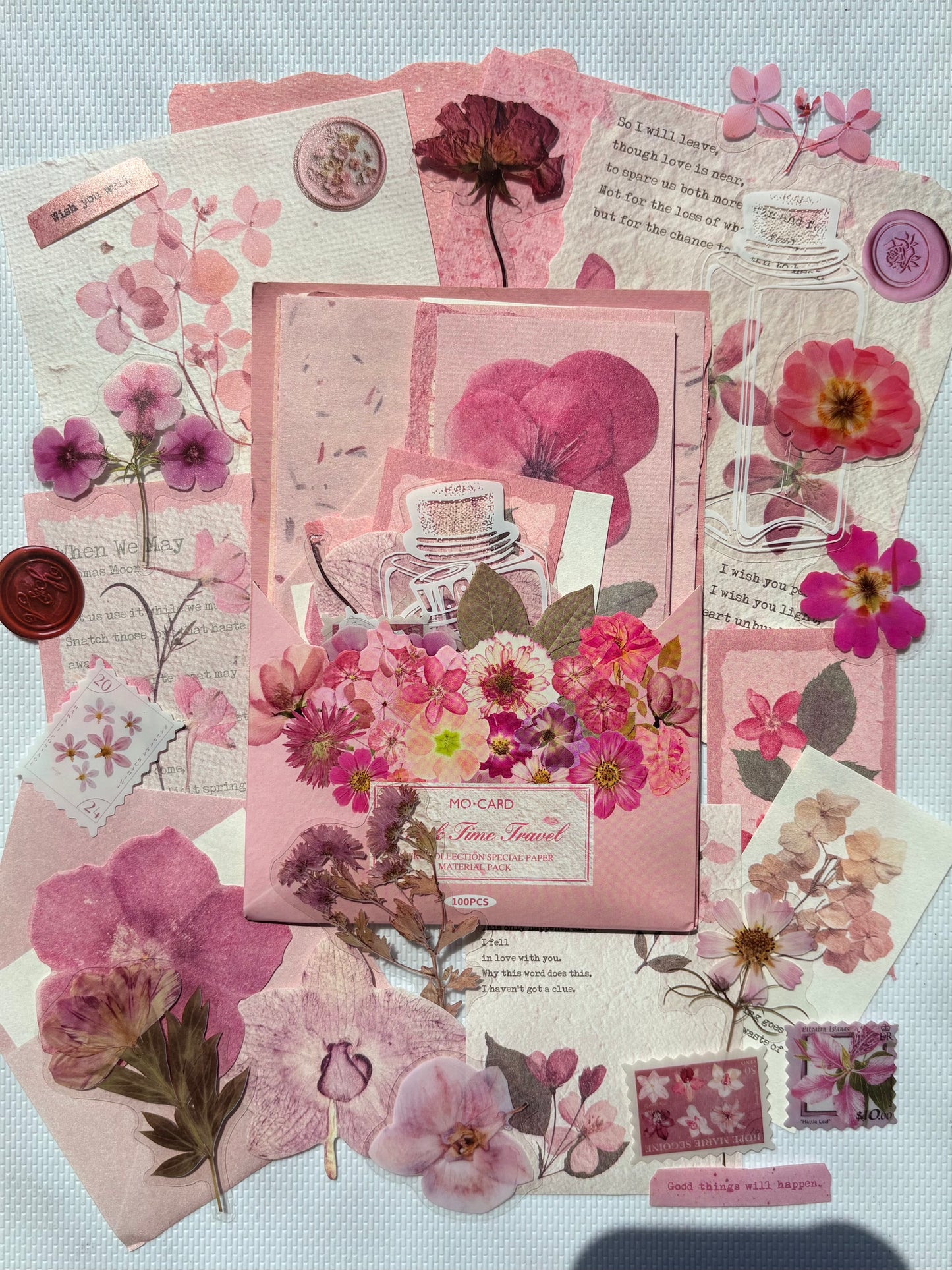 100 pieces collection of material paper and stickers