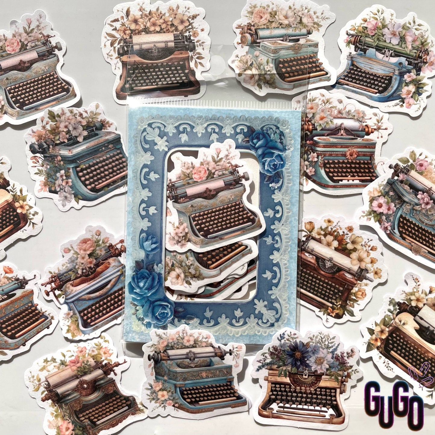 Books and flowers stickers