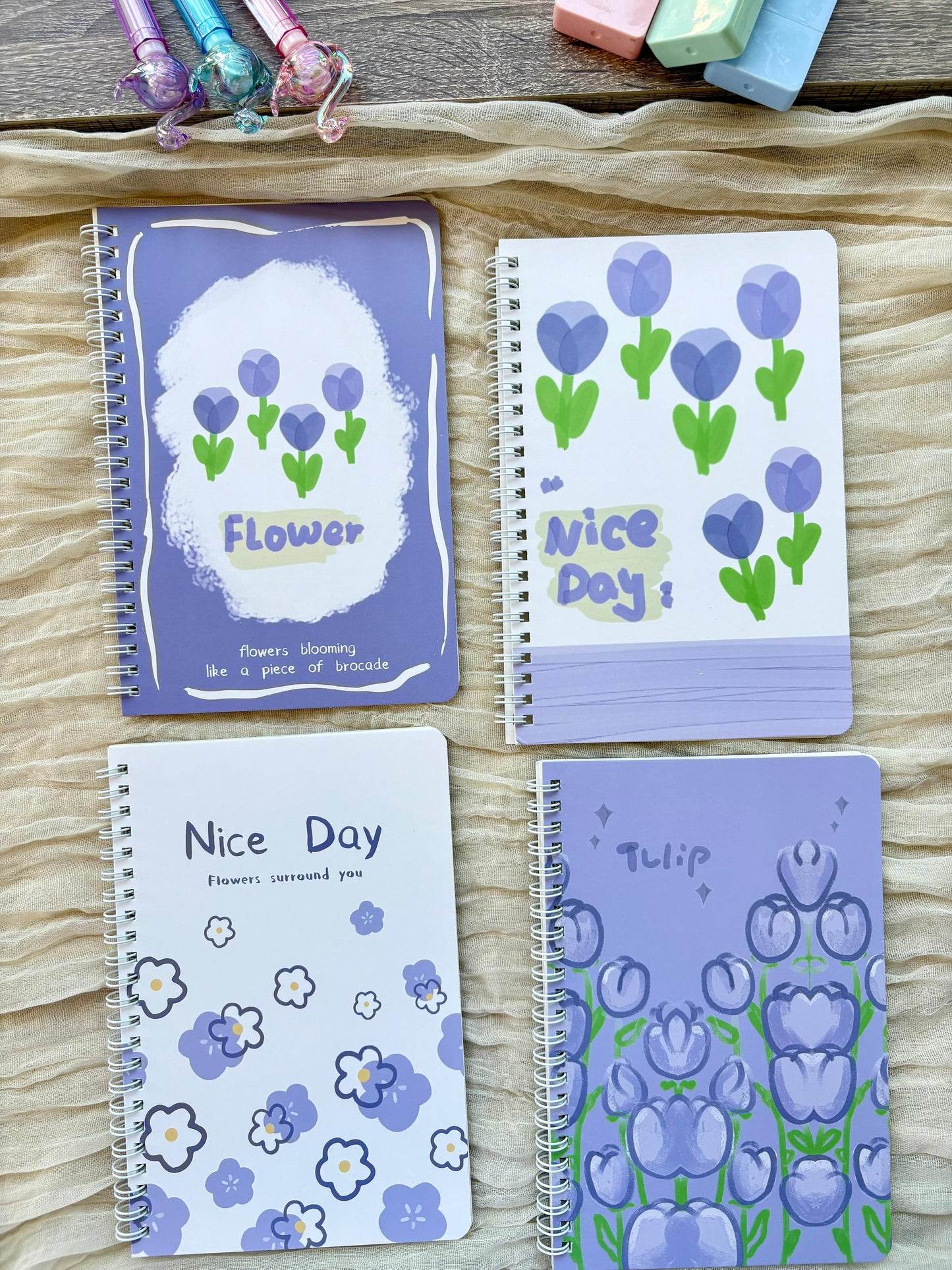 Flower Printed Purple Notebook