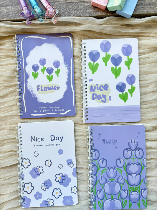 Flower Printed Purple Notebook