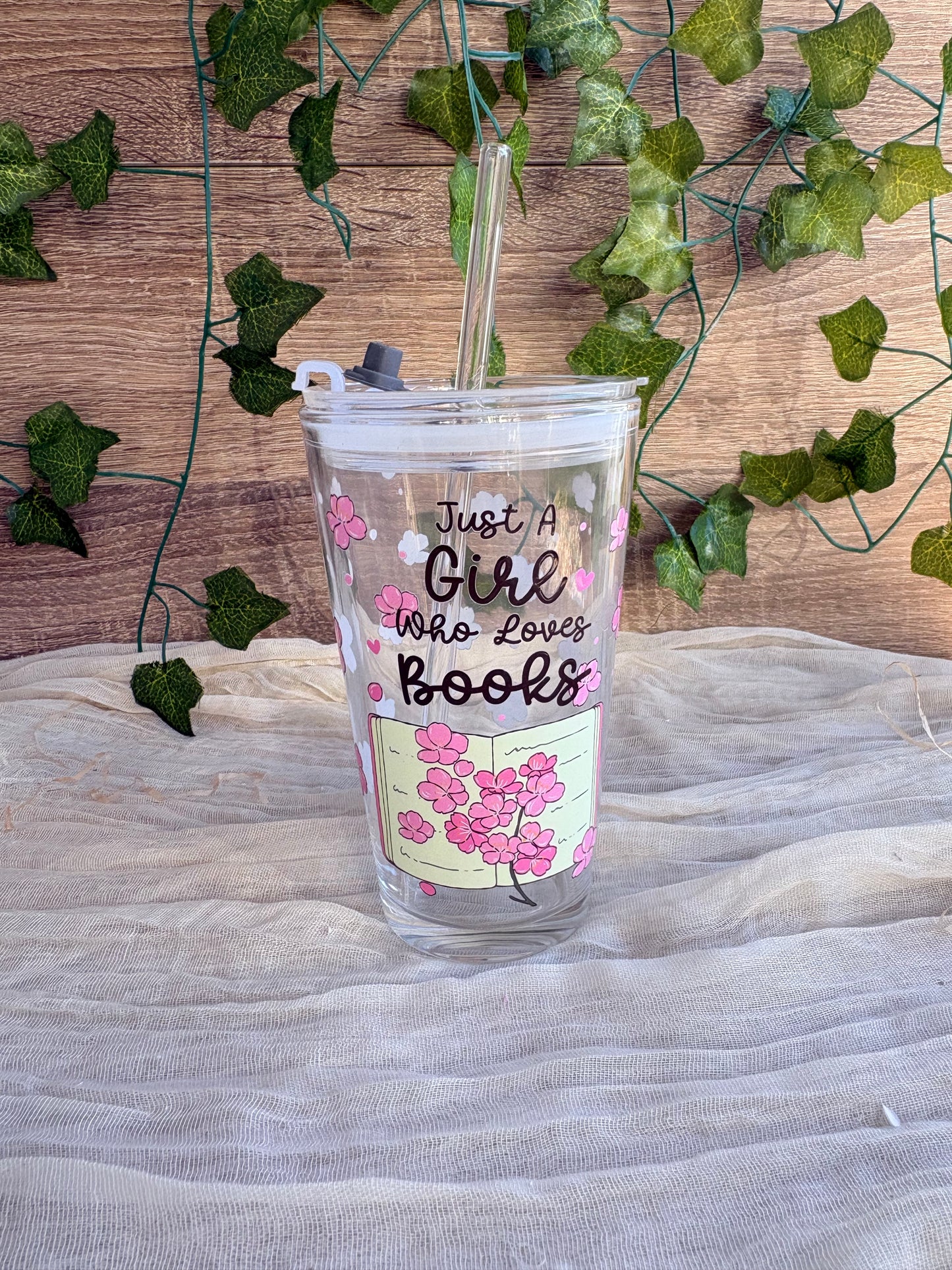 Just a Girl who loves books Glass Cup