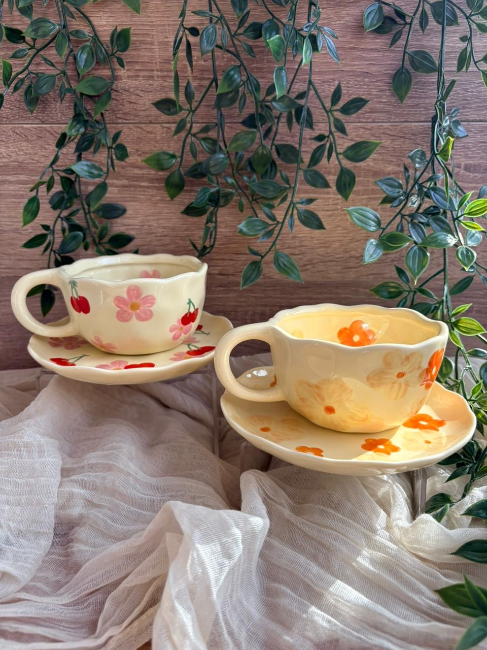 Painted Flower Mugs