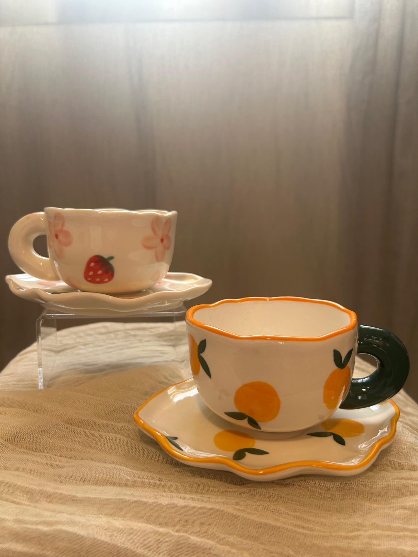 Colorful Cup with Saucer