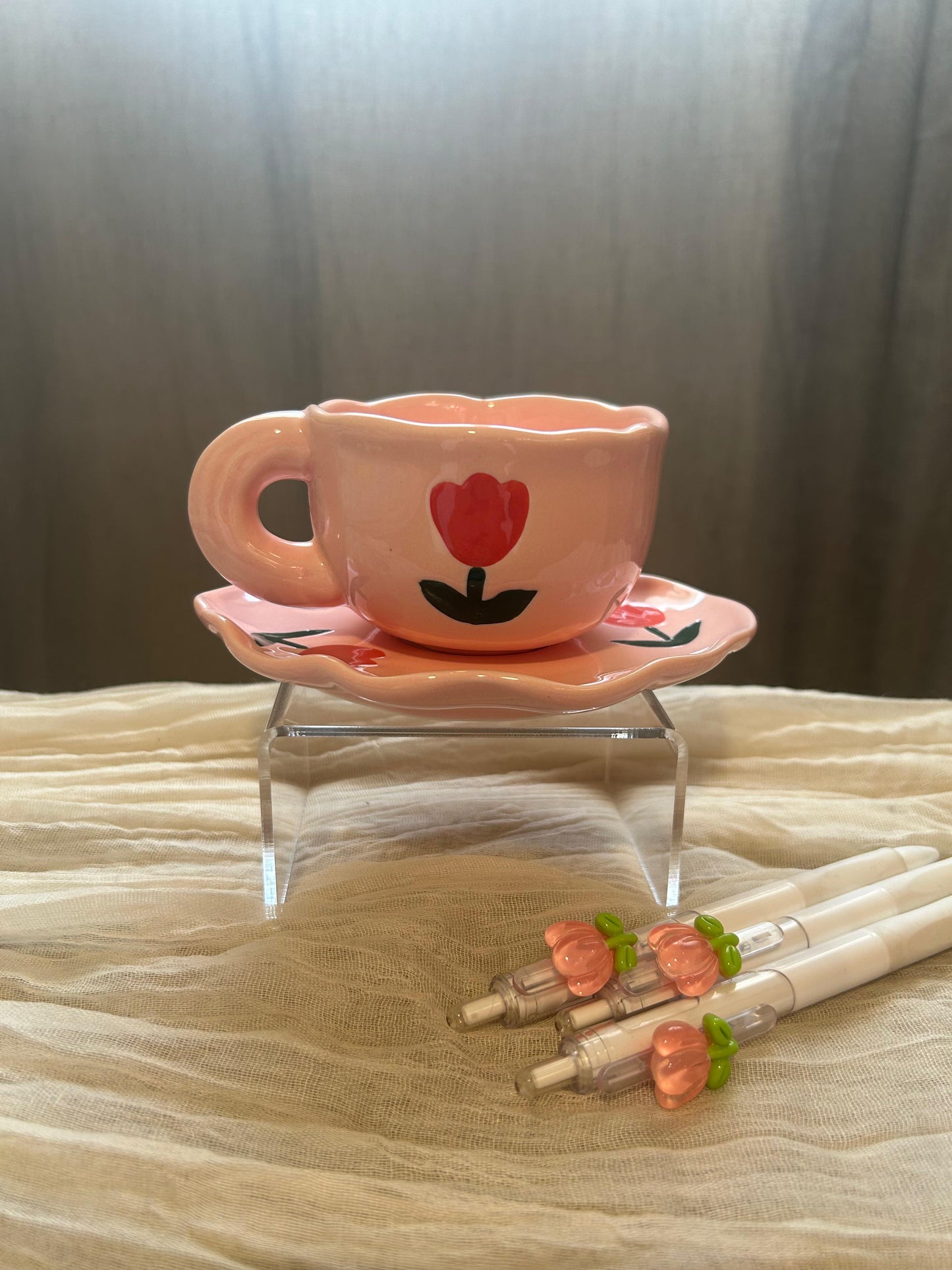 Colorful Cup with Saucer