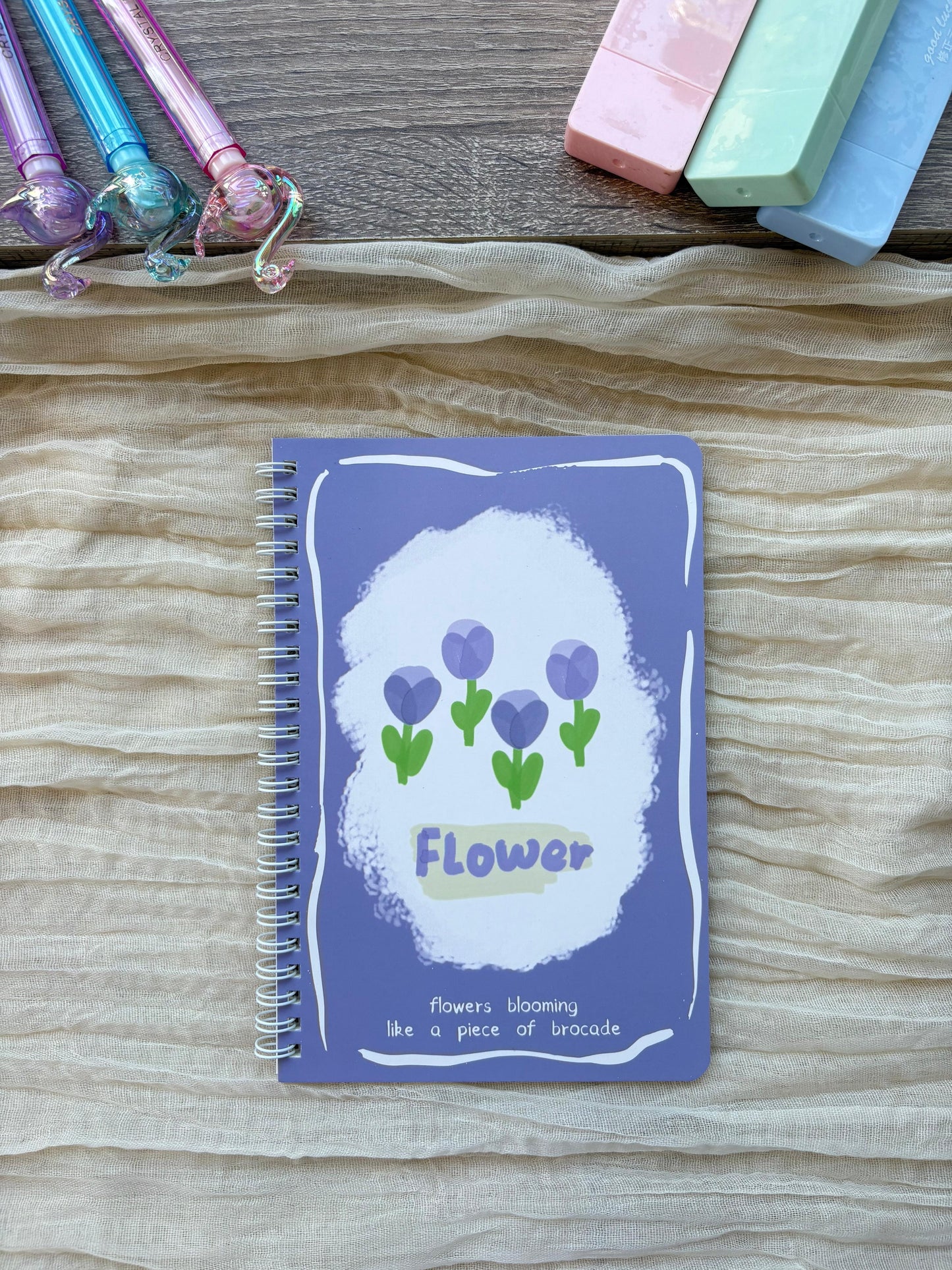Flower Printed Purple Notebook