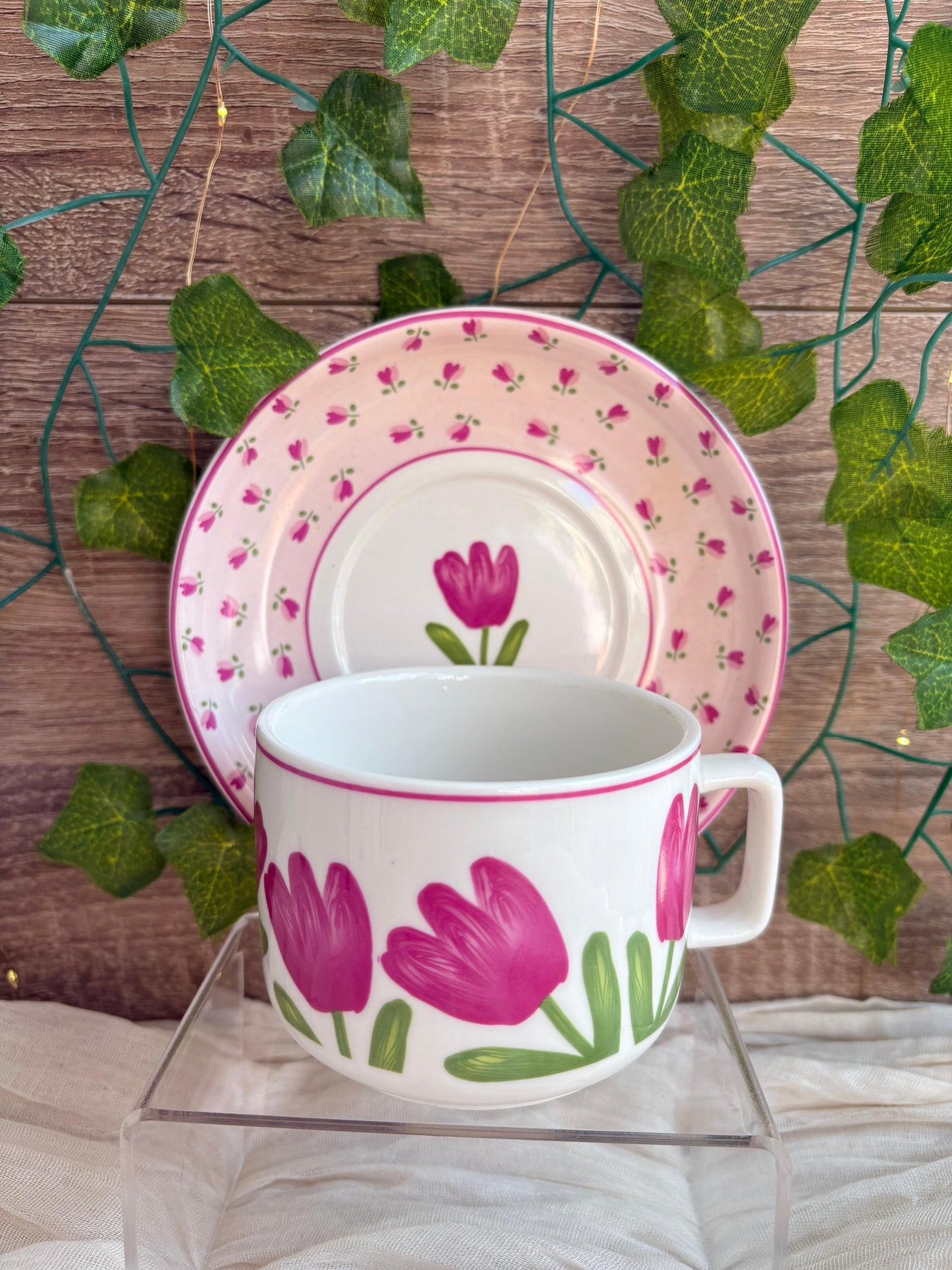 Floral Mug with Saucer