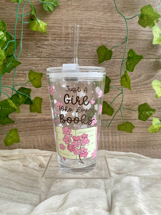 Just a Girl who loves books Glass Cup