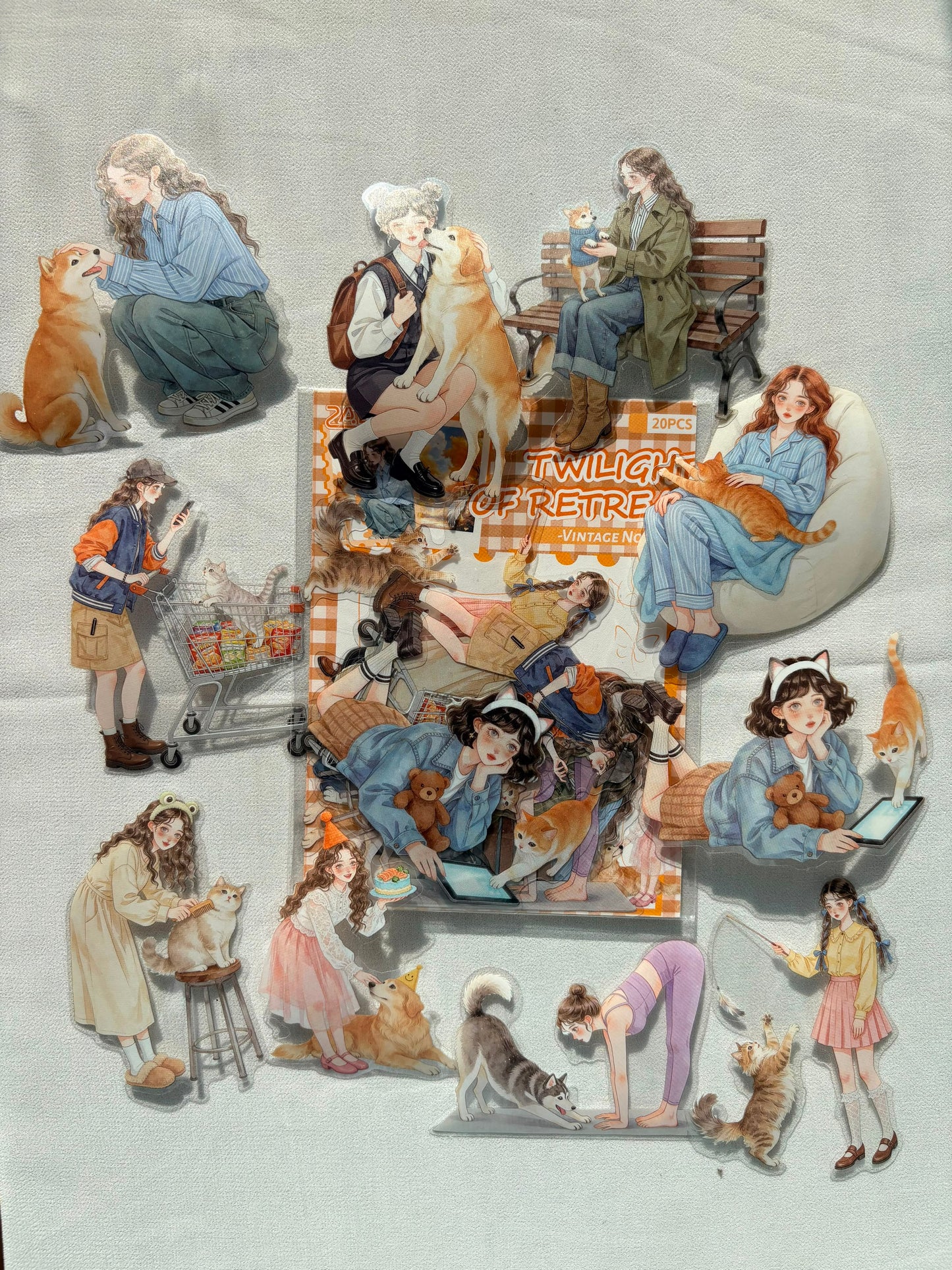 Girl with Pets Stickers