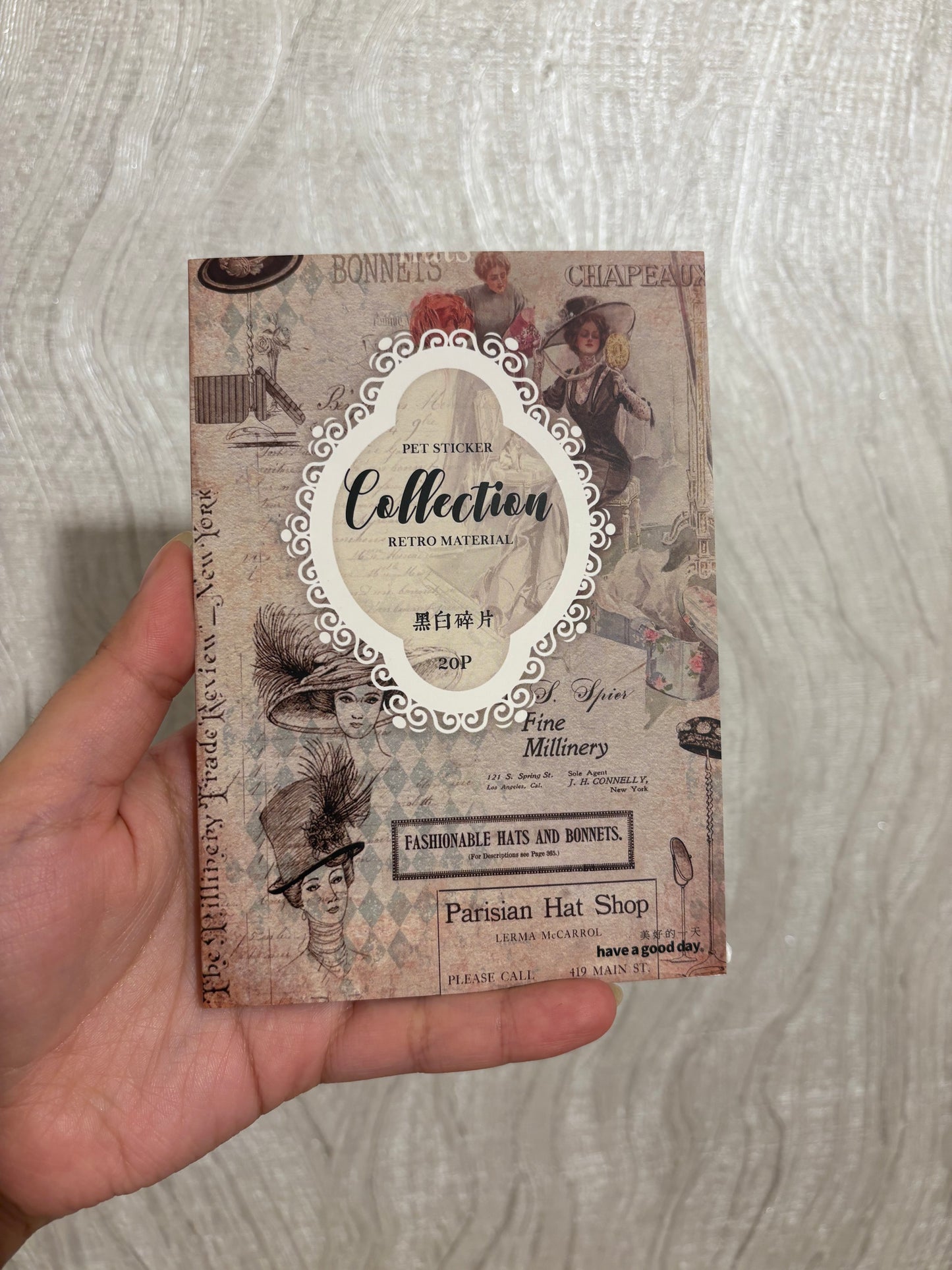 Parisian hat shop sticker booklet