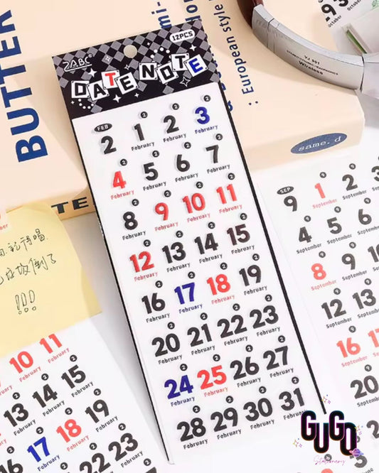 Date Note Sticker Sheet