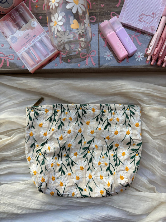 White Floral Pouch