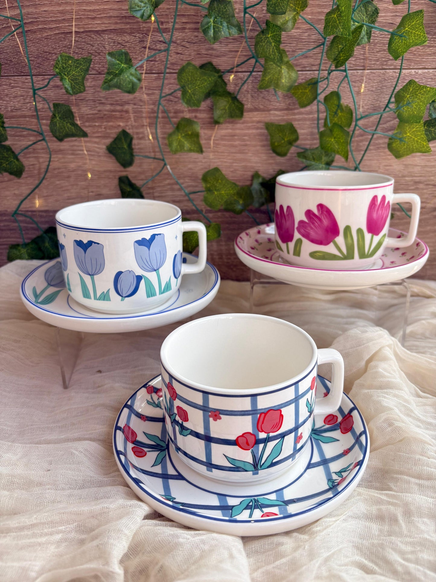 Floral Mug with Saucer