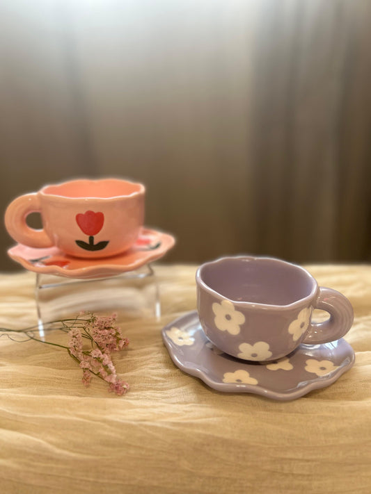 Colorful Cup with Saucer
