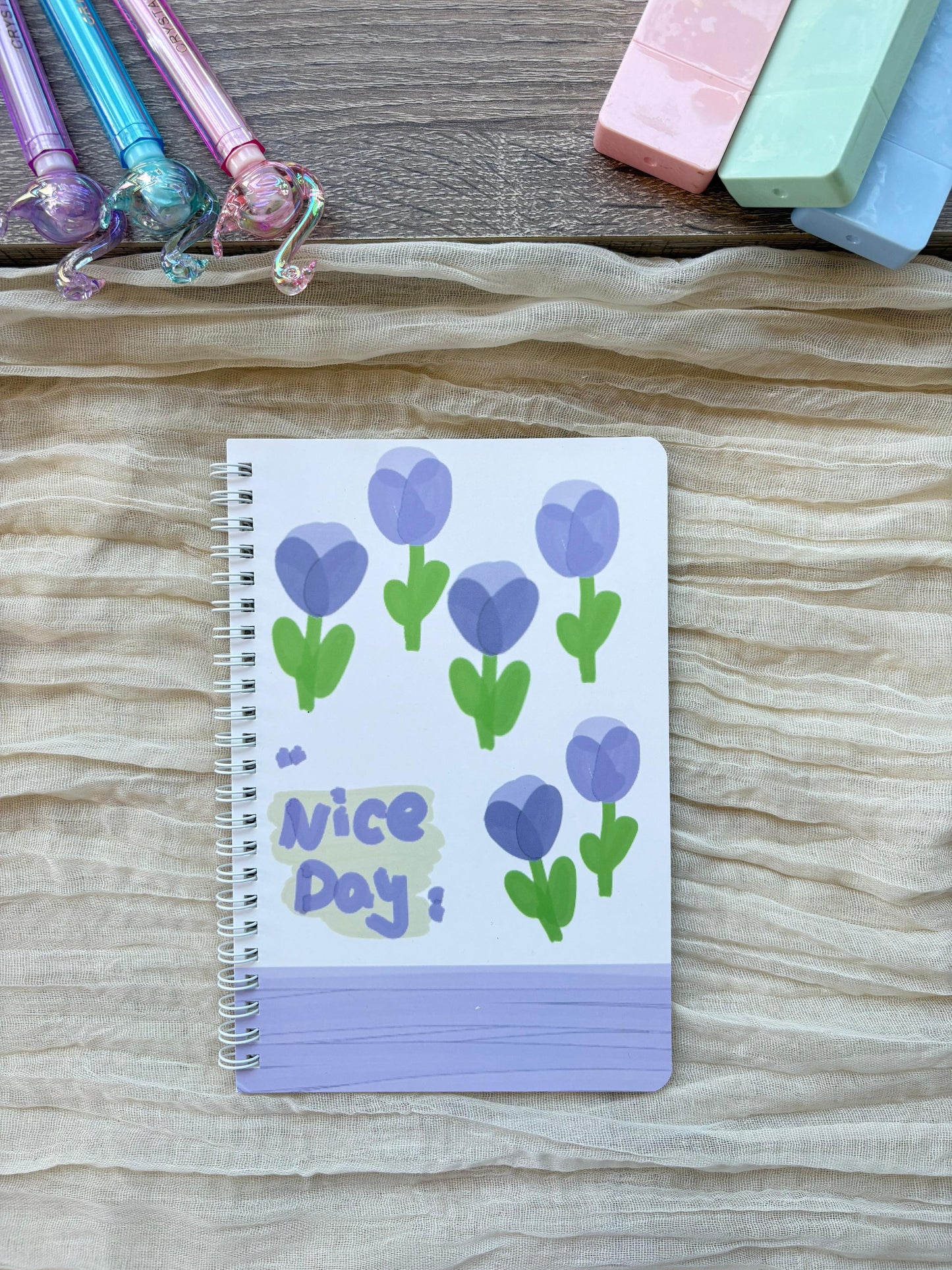 Flower Printed Purple Notebook