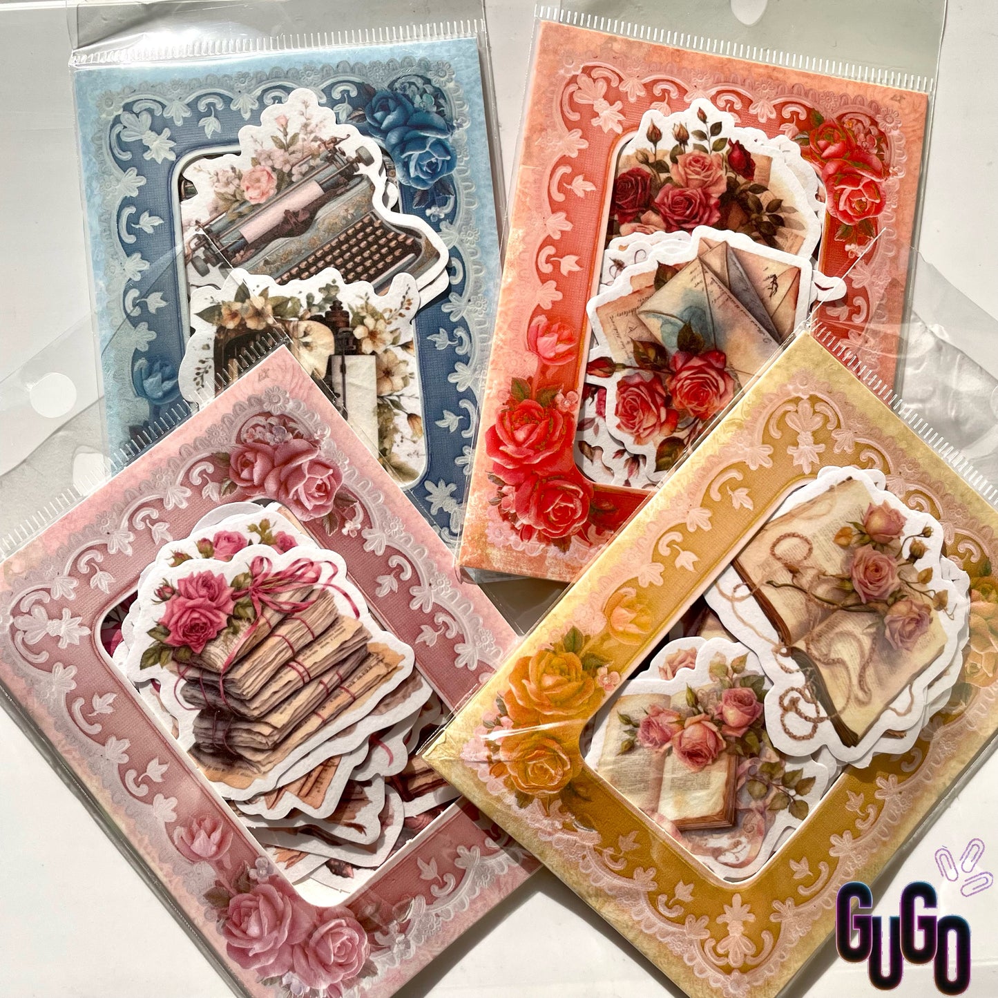 Books and flowers stickers